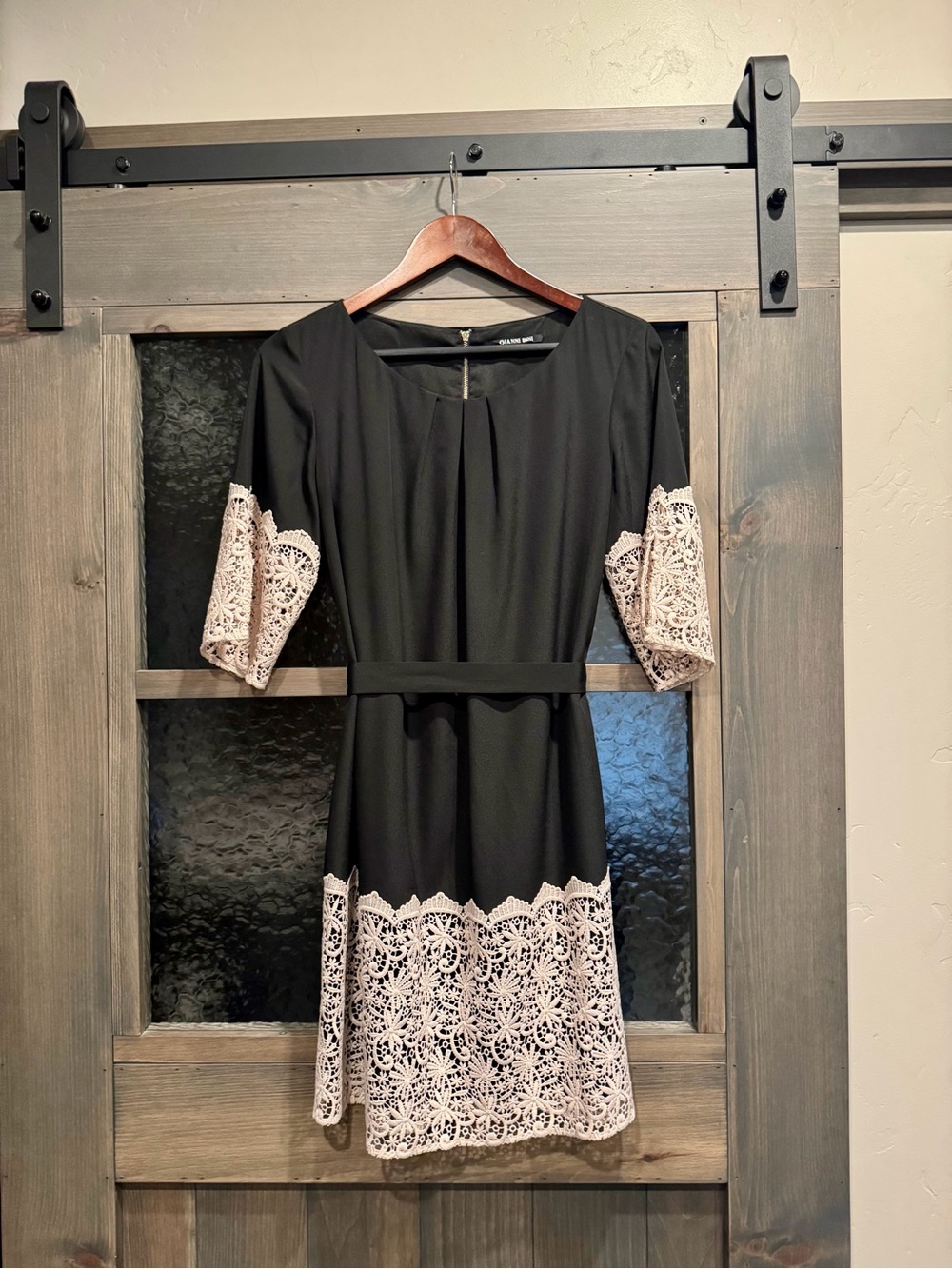 Gianni Bini Lace Trim Black Dress